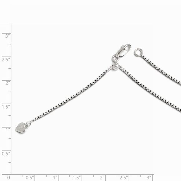 1.3mm Sterling Silver Adjustable Box Chain Necklace, 30 Inch - Picture 2 of 5